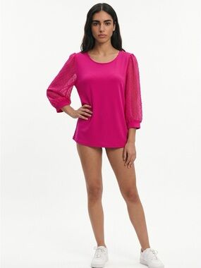 CeCe Plumeria Pink Clip Dot Top L | BUNDLE DEAL Buy 1 Get 2nd $7